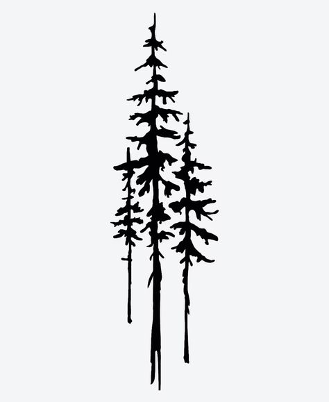 White Pine Silhouette, Nature Doodles, Tree Tattoo Art, Tree Silhouette Tattoo, Pine Tattoo, Three Pines, Pine Tree Drawing, Tree Tattoo Men, Cool Nature