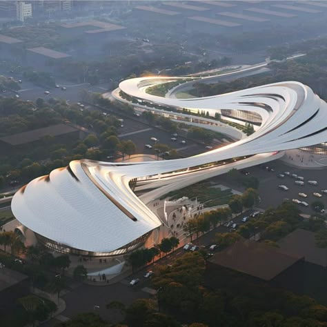 China, Competition, HUB, News, Zaha Hadid Architects Famous Architecture Buildings, Zaha Hadid Projects, Zaha Hadid Buildings, Zaha Hadid Architecture, Zaha Hadid Design, Urban Design Graphics, Parametric Architecture, Architecture Design Drawing, Architecture Model House