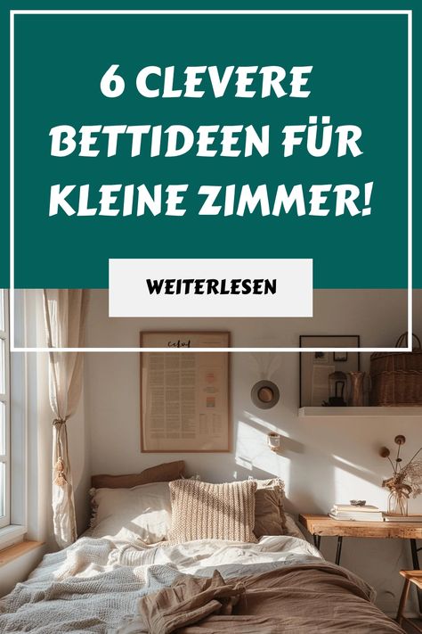 uchst du nach Inspiration für kleine Schlafzimmer? Hier sind 6 DIY-Bettideen, die dir helfen, Platz zu sparen und deinen Raum optimal zu nutzen. Ideal für kleine Zimmer und Räume mit Schräge, lassen sich diese Betten einfach selber bauen und bieten zusätzlichen Stauraum. Bed For Small Spaces, Single Bed, Room Inspiration, Bedroom, Bed