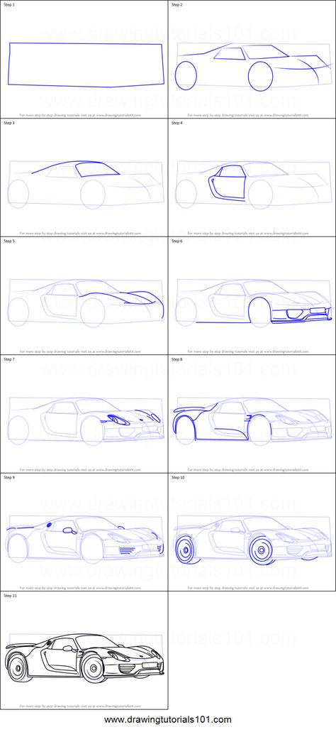 How To Draw Sports Cars, Cars Drawing Tutorial, Car Anatomy Drawing, Porshe Drawing Easy, Porche Drawings, Car Drawing Porsche, How To Draw A Porsche, How To Draw Vehicles, Art Cars Drawing Sketches