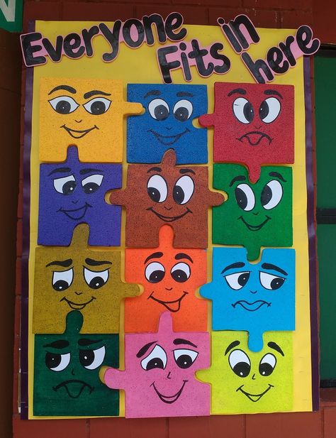 Bulletin Board Ideas, puzzle Board, Thermocol Craft Art Display Boards For School, Puzzle Theme Bulletin Board, Puzzle Decorations Classroom, Dance Boards Ideas, Form Board Ideas, Puzzle Decor Ideas, Puzzle Piece Bulletin Board Ideas, School Board Decoration Creative Ideas, Puzzle Bulletin Board Ideas