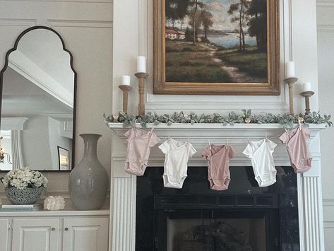 baby shower day☁️🌷👼🏼✨🎀🍰 thank you to everyone who made today so so special Baby Shower Fireplace Mantle, Baby Shower Fireplace Decor, Baby Shower Mantle Decor, Baby Shower Clothes, Baby Shower Themes Neutral, Christmas Baby Shower, Shower Themes, Baby Shower Decor, Gender Neutral Baby Shower