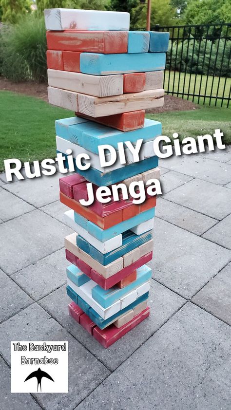 DIY Backyard Giant Jenga — The Backyard Barnabee Home Depot Colors, Giant Jenga Game, Jenga Game, Giant Jenga, Cherries Jubilee, Easy Backyard, Easy Build, Diy Games, Indoor Games