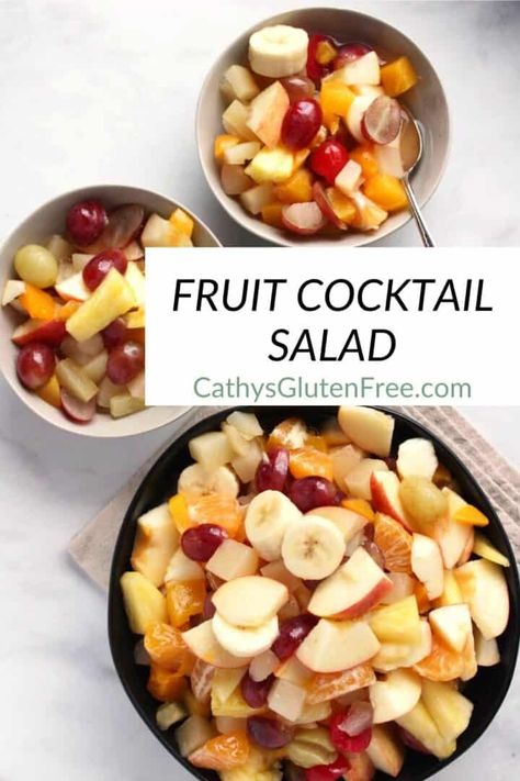 Fruit Cocktail Salad is a simply mouthwatering blend of fresh fruit! No artificial ingredients, no fluffy whipped toppings, and no marshmallows here! Everything in this salad is good for you! Side With Chicken, Easy Fruit Cocktails, Fruit Cocktail Salad, Cocktail Salad, Fresh Fruit Cocktails, Christmas Fruit Salad, Spinach Smoothie Recipes, Nutritious Desserts, Fruit Cocktail