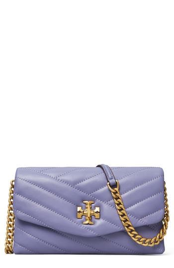 Dark Lotus, Tory Burch Kira Chevron, Kira Chevron, Tory Burch Kira, T Logo, Tory Burch Handbags, Leather Finish, Chain Wallet, Tory Burch Bag