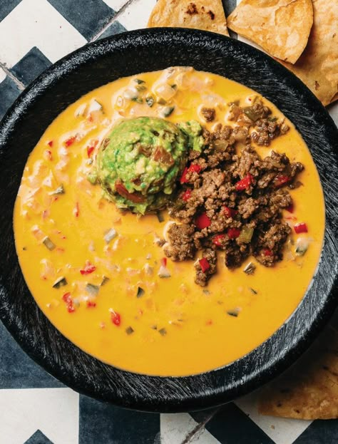 Matt's El Rancho's Bob Armstrong Dip Bob Armstrong Dip, Bob Armstrong Queso Dip, Tex Mex Appetizers, Tex Mex Queso, Bob Armstrong, Tex Mex Dip, Salami Chips, Local Recipes, Guacamole Ingredients