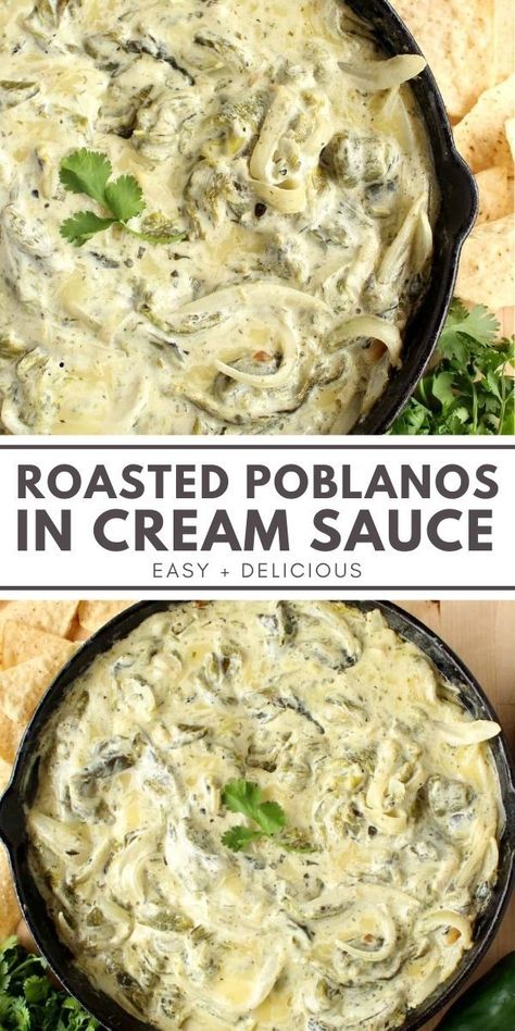 Poblano Recipes, Poblano Cream Sauce, Poblano Peppers Recipes, Poblano Sauce, Crema Recipe, Cream Sauce Pasta, Roasted Poblano Peppers, Roasted Poblano, Low Carb Mexican