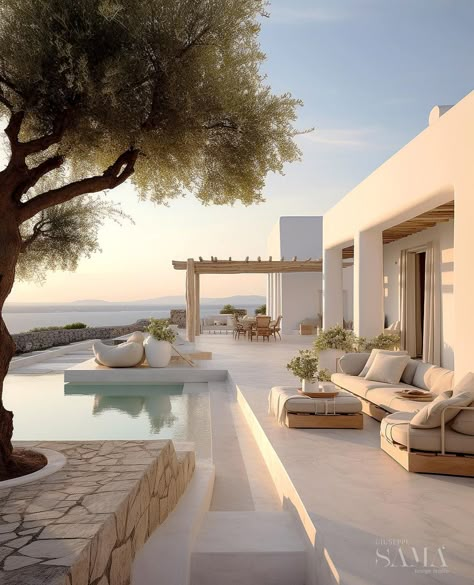 Greece House, Luxury Beach House, Greek House, Dream Beach Houses, Modern Beach House, Beach House Interior, Modern Beach, Design Exterior, Dream House Exterior