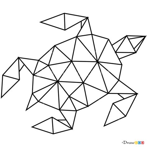 Geometrical Animals, Triangle Animals, Geometrical Animals Drawing, How To Draw Turtle, Geometric Animals Drawing, Draw Turtle, Turtle Geometric, Animals Geometric, Origami Tattoo