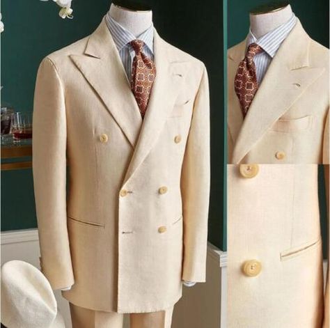 ad eBay - Find many great new & used options and get the best deals for Casual 2 Pieces Men's Suits Cream Double Breasted Business Wedding Party Blazer at the best online prices at eBay! Free shipping for many products! English Hunting Outfit, Tan Suit Men, Men Linen Suit, English Hunting, Hunting Outfit, Groom Tuxedo Wedding, Interview Suits, Summer Wedding Party, Stylish Mens Suits