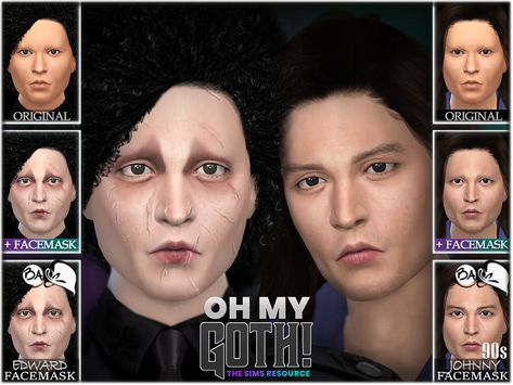 The Sims Resource - Oh My Goth! SKIN - Edward Scissorhands Edward Scissorhands Makeup, Grunge Wedding, Traditional Goth, Rachel Green Friends, Makeup Cc, Sims 4 Body Mods, Sims 4 Characters, Edward Scissorhands, Sims4 Clothes