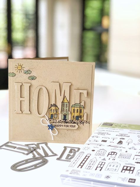 Housewarming Card, Home Card, New Home Cards, Alphabet Cards, Stamping Up Cards, Our Solar System, House Of Cards, Large Letters, Gift Card Holder