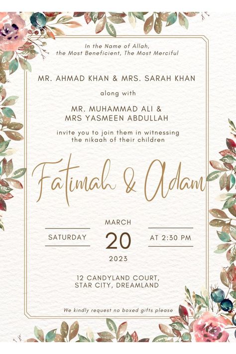 Rustic Wedding Invitation | Digital Invitation Design | Nikah Invitation | Customizable Nikah Invitation, Digital Invitation Design, Wedding Card Sample, Nikah Certificate, Simple Wedding Invitation Card, Wedding Illustration Card, Wedding Invitation Posters, Engagement Invite, Nikah Decor