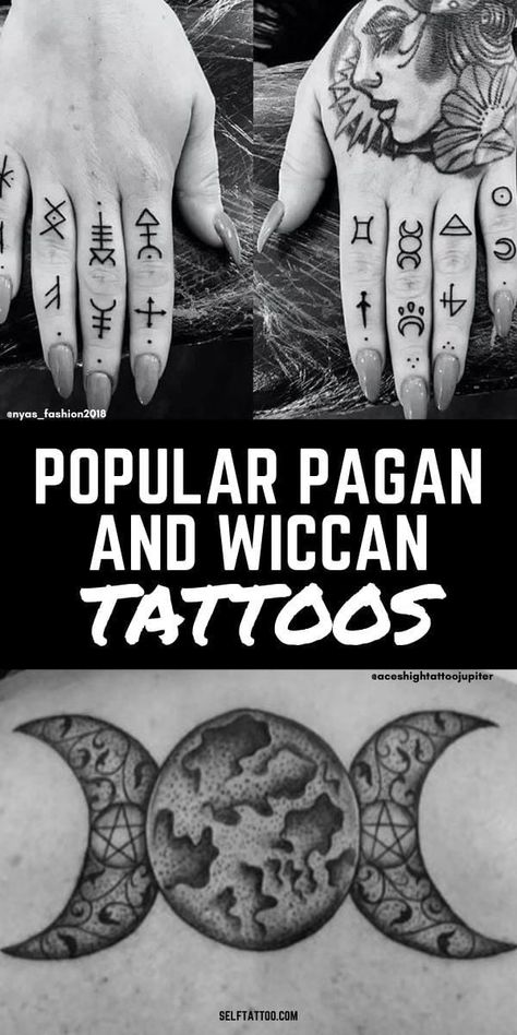 Popular Pagan And Wiccan Tattoos | Tattoo Ideas Witch Symbol Tattoo Ideas, Wicca Finger Tattoo, Pagan Hand Tattoos For Women, Witchy Linework Tattoo, Magic Finger Tattoo, Witchcraft Symbols Tattoo, Wiccan Finger Tattoos For Women, Simple Pagan Tattoos, Pagan Finger Tattoos For Women