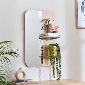 Mirrors - Bedroom & Living Room Mirrors | Dunelm | Page 4 Mirror With Shelves, Movable Shelves, Starburst Mirror Wall, Room Mirrors, Movable Shelf, Rectangle Wall Mirror, Villa Interior, Wall Mirror With Shelf, Black Wall Mirror