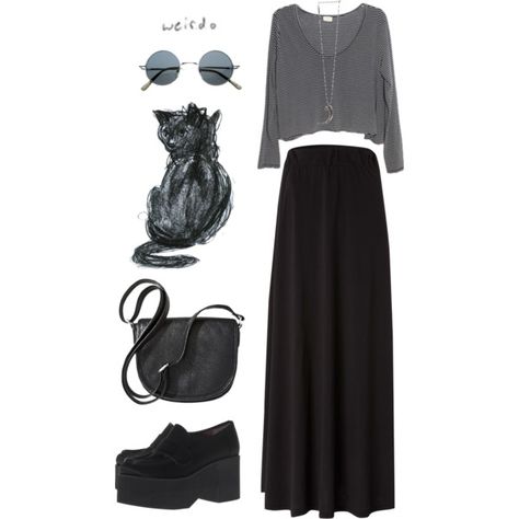 "TEENAGE WITCH" by ohsweetmelancholia on Polyvore Urban Witch Aesthetic, Grey Moodboard, Nature Goth, Witchy Outfits, Strega Fashion, Casual Goth, Look Grunge, Alt Clothes, Witch Fashion