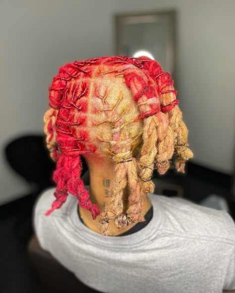 Male Dyed Locs, Skunk Hair Dye Dreads, Loc Colors For Men, Dye Locs Ideas, Dreads Dyed Men, Locs Hair Color Ideas, Loc Color Ideas Men, Dreads Color Ideas Locs Men, Colored Locs Men