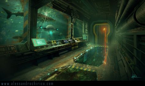 Root Rpg, Scifi Lab, Fragged Empire, Scifi Corridor, Mad Scientist Lab, Scientist Lab, Scifi Environment, Cyberpunk Design, Machine Art