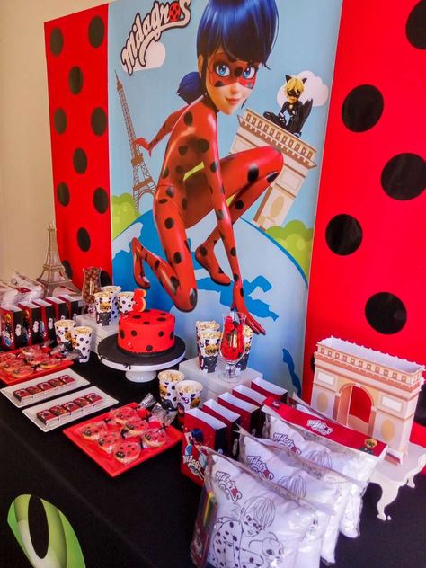 Ladybugs Birthday Party Ideas | Photo 1 of 13 | Catch My Party Miraculous Ladybug Birthday Party Ideas, Miraculous Merch, Ladybug Birthday Decorations, Ladybug Party Decorations, Birthday Wall Decoration, Ladybug Invitations, Miraculous Ladybug Party, First Birthday Wishes, Bug Party