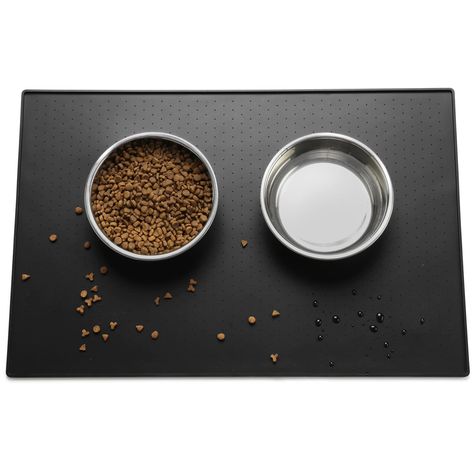 FUKUMARU Silicone Dog Food Mat, 23.6" x 15.7" Cat Food Mat for Floors Waterproof, Rubber Non Slip Dog Water Mat, Pet Bowls Pl Dog Feeding Bowls, Pet Dish, Water Mat, Dog Food Mat, Pet Food Mat, Food Mat, Cat Feeding, Dog Feeding, Dog Mat