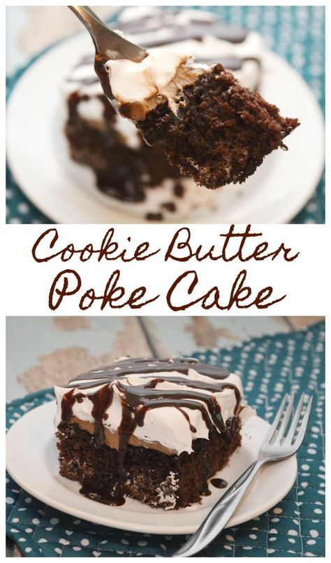 Cookie Butter Cake, Boxed Cake Mixes Recipes, Chocolate Recipes Easy, Simple Dessert, Poke Cake Recipes, Moist Cake, Poke Cakes, Cookie Butter, Butter Cookies Recipe