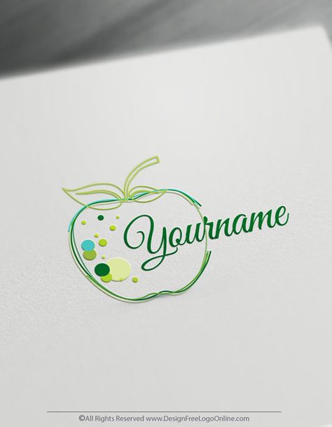 Green Apple Logo, Nutritionist Logo Design, Nutrition Logo Ideas, Nutritionist Logo, Nutrition Logo Design, Apple Logo Design, Online Logo Creator, Nutrition Logo, Fruit Logo