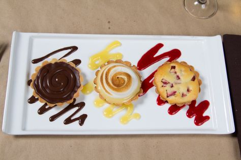 Dessert Trio Fine Dining Dessert, Dessert Trio, Pudding Ideas, Trio Of Desserts, Masterchef Recipes, Fine Dining Desserts, Plated Dessert, Dessert Presentation, Presentation Ideas