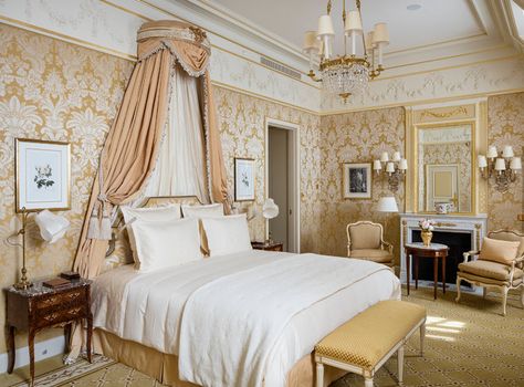 The Ritz Paris Is Back l Changes, subtle and grand, mark the hotel’s reopening June 6 after lengthy renovations. The Ritz Paris, Ritz Paris, Beautiful Paris, The Ritz, Fabric Houses, Paris Hotels, Beautiful Bedrooms, Luxury Hotels, Bed Room