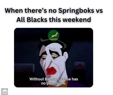 🗣When you're not playing a third Test against the All Blacks this weekend 🤣👊 #rugby #rugbyunion #memes #therugbychampionship #Allblacks #Springboks Rugby Memes, All Blacks, Rugby Union, Rugby, Batman, Memes, Black