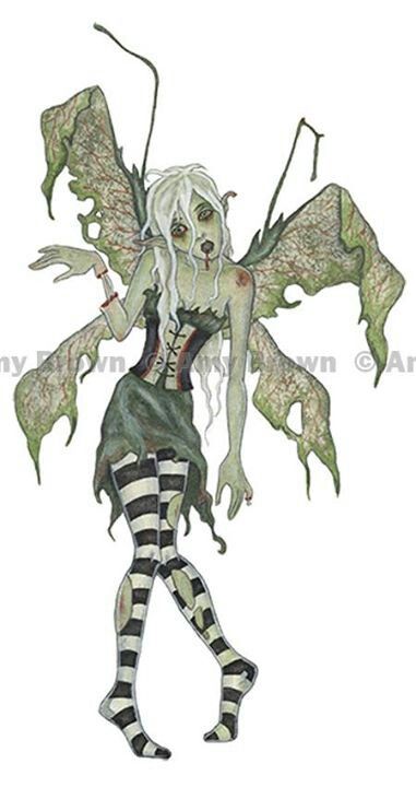 Amy Brown.  ZOMBIE FAIRY!  Love it! Zombie Fairy, Arm Socks, Art Illusions, Amy Brown Art, Amy Brown Fairies, Brown Fairy, Brown Artwork, Mythical Beings, Leg Socks