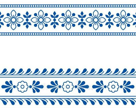 Rajasthani Border Design, Rajasthani Embroidery Motifs, Decorative Borders Design, Fabric Colour Painting, Towel Embroidery Designs, Ancient Tattoo, Colorful Borders Design, Blue Flower Painting, Rangoli Designs Latest