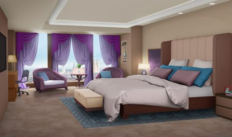 INT. EURO HOTEL ROOM - DAY Club Bedroom, Episode Interactive Backgrounds, Bedroom Background, Shared Bedroom, Dekorasi Kamar Tidur, Living Room Background, Anime Room, Bedroom Hotel, Bedroom Aesthetic