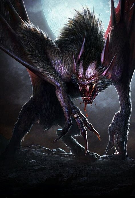 Werebat Creature Fantasy, Dark Creatures, Beast Creature, Heroic Fantasy, Werewolf Art, Vampires And Werewolves, Creature Artwork, Vampire Art, Fantasy Beasts