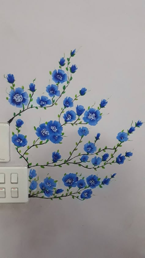 Room Wall Painting Designs, Painting House Ideas, Flower Drawing On Wall, Cool Wall Painting Ideas Creative, Painted Flowers On Wall, Wall Painting Ideas Creative Bedroom, Cool Wall Painting Ideas, Switchboard Painting, Easy Wall Painting Ideas