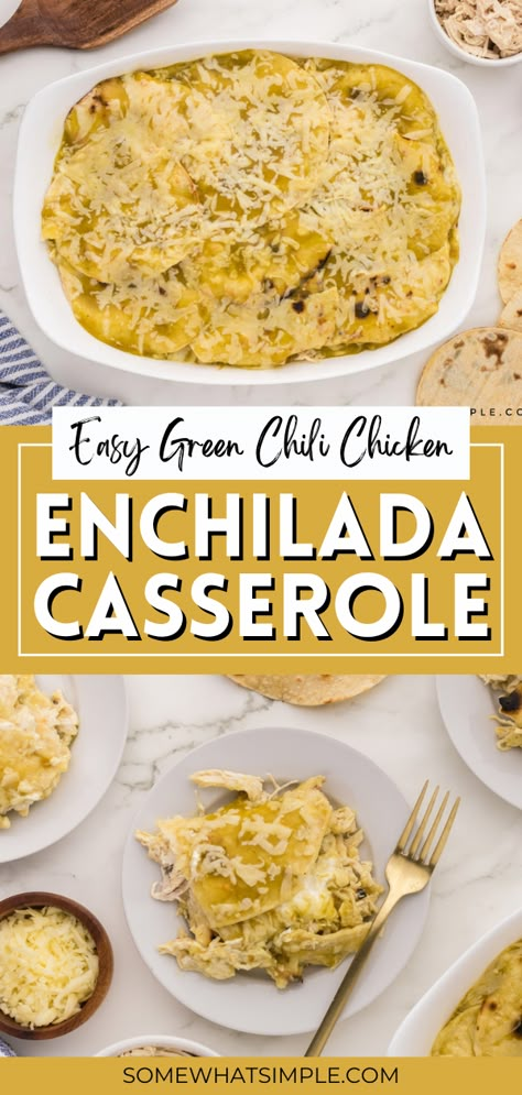 Dive into the world of Mexican flavors with the Green Chili Chicken Enchilada Casserole, blending zesty tastes into a comforting casserole format. Perfect for special occasions or cozy family dinners, this dish promises to be a crowd-pleaser, leaving everyone eager for more. Salsa Verde Chicken Enchilada Casserole, Green Chile Enchilada Casserole, Green Chili Casserole Recipes, Green Enchiladas Chicken Casseroles, Green Chili Chicken Enchiladas Casserole, Creamy Green Chili Chicken Enchiladas, Chicken Verde Casserole, Chicken Enchilada Casserole Easy, Enchilada Casserole Chicken