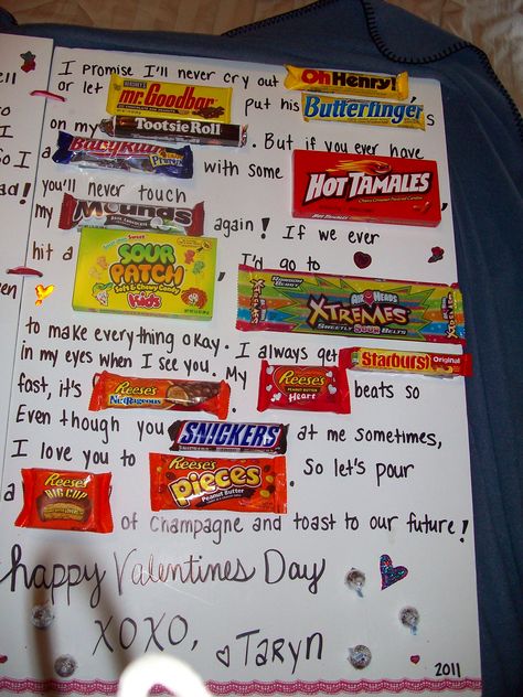 Part 2 of Candy Card... I promise I'll never let OH HENRY or MR GOODBAR put his BUTTERFINGERS on my TOOTSIE ROLL. But if you ever have a BABY RUTH with some HOT TAMALE you'll never touch my MOUNDS again. If we ever hit a SOUR PATCH, I'd go to XTREMES to make everything okay. I get STARBURST in my eyes when I see you and my HEART(reeses) beats so fast its NUTRAGEOUS. Even though you SNICKERS at me sometimes, I love you to PIECES (reeses). So lets pour a BIG CUP of champagne and toast to our futur Candy Bar Cards, Candy Bar Poster, Candy Bar Gifts, Diy Candy Bar, Candy Bar Posters, Candy Board, Candy Poster, Valentine's Ideas, Bar Card