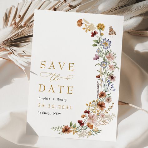 Rustic Wedding Save The Dates, 2024 Ideas, Rustic Save The Dates, Save The Date Postcard, Rustic Romance, Floral Save The Dates, Boho Garden, Date Invitation, Brown Wedding