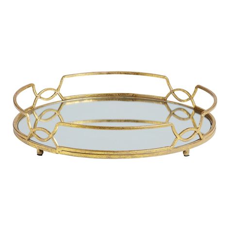 Gold Mirrored Tabletop Tray - World Market Gold Mirror Tray, Vignette Styling, Gold Tray, Metal Serving Trays, Serving Tray Decor, Guest Room Decor, Mirror Tray, Cost Plus World Market, Metal Mirror