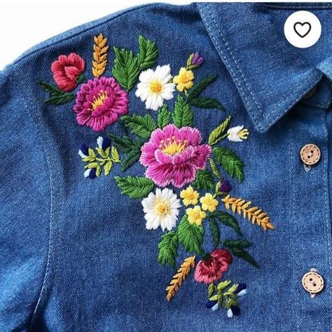 Hand Embroidered Denim, Pins On Denim Jacket, Embroidered Denim Shirt, Pretty Hats, Denim Fashion Women, Hand Embroidery Patterns Flowers, Basic Embroidery Stitches, Bridesmaid Shirts, Embroidery Saree