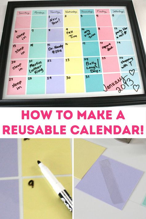 How to Make a Reusable Calendar (craft tutorial) Reusable Calendar, Kitchen Calendar, Dry Erase Wall Calendar, Teen Activities, Work Calendar, Block Calendar, Make Your Own Calendar, Dry Erase Board Calendar, Make A Calendar