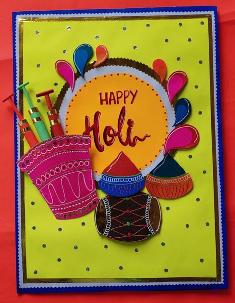 Holi Board Decoration Ideas For School, Holi Board Decoration, Holi Bulletin Board Decoration, Basant Panchami Board Decoration Ideas, Holi Charts For School, Holi Decoration Ideas For School, Holi Crafts For Kids Ideas, Holi Craft, Holi Art