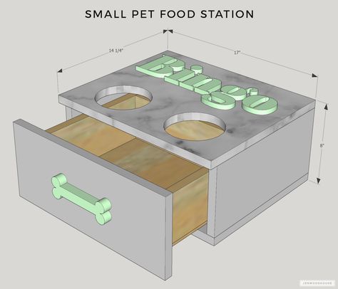 How To Make A DIY Small Pet Food Station Plans Dog Food Cabinet, Large Dog Food Storage, Pet Food Station, Food Cabinet, Diy Food Storage, Cat Food Station, Dog Station, Dog Food Station, Pet Feeding Station