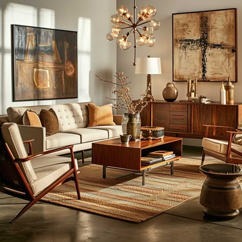 Danish Living Room Aesthetic, Mid Century Modern Living Room Ideas, Mid Century Interior Design, Mid Century Modern Interior Design, Interior Design Aesthetic, Room Revamp, Mid Century Interior, Style Salon, Modern Living Room Ideas