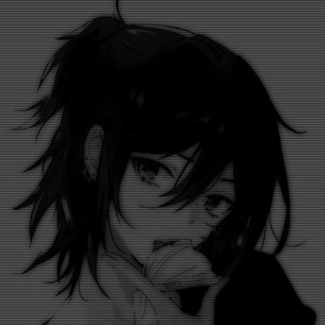 Emo Girl Pfp, Emo Girl, Girl Pfp, Anime Pfp, Dark Aesthetic, Black And White, Anime, Hair, Black