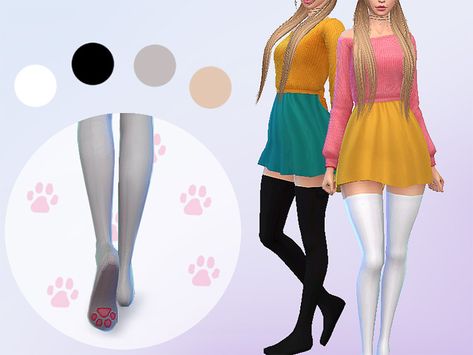 Sims 4 CC: Best Thigh-High Socks & Boots (All Free) – FandomSpot Thigh High Sock Boots, Sock Leggings, Kitty Paws, Paws Socks, Thigh Socks, Cute Surprises, Sims 4 Cc Folder, Net Dress, Cotton Jumper