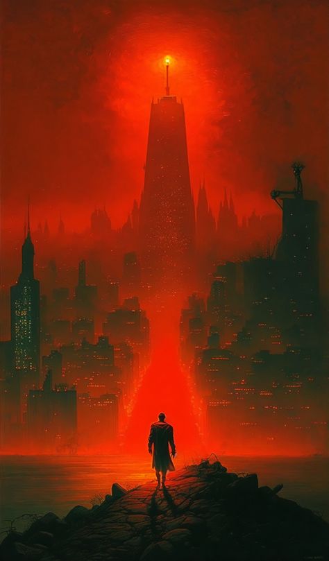 #hell #city #newyorkcity #new #york #demons #nightmare #devil #horror #newworldorder #surreal #surrealism Hell Concept Art, Dnd Tarot, Horror City, Nightmare Realm, Demon City, Video Game Backgrounds, City Of Ashes, The Aliens, Building Images