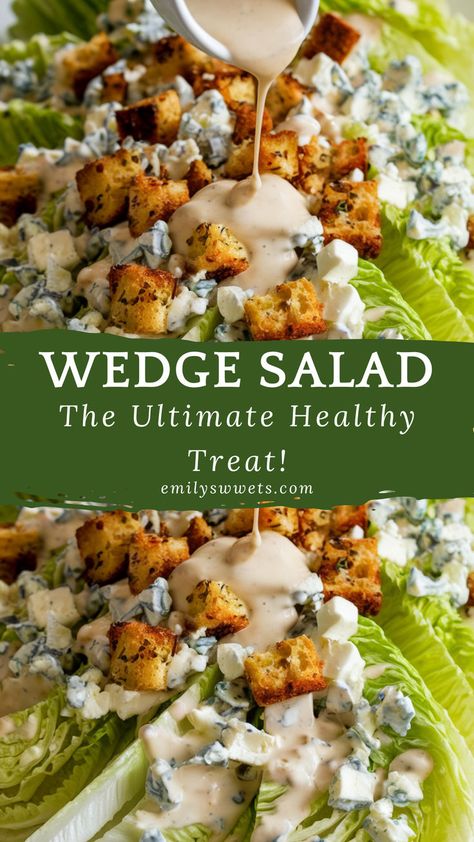 Discover the deliciousness of a Wedge Salad! This refreshing salad combines crispy iceberg lettuce with your favorite toppings. It’s perfect for summer and pairs beautifully with chicken for a healthy twist. Ideal for your salad bar or as a stand-alone meal, this Deilig Mat recipe is sure to impress! Iceberg Lettuce Recipes, Salads As A Meal, Lettuce Wedge Salad, Classic Wedge Salad, Iceberg Wedge Salad, Iceberg Lettuce Salad, Iceberg Salad, Lettuce Wedge, Lettuce Recipes