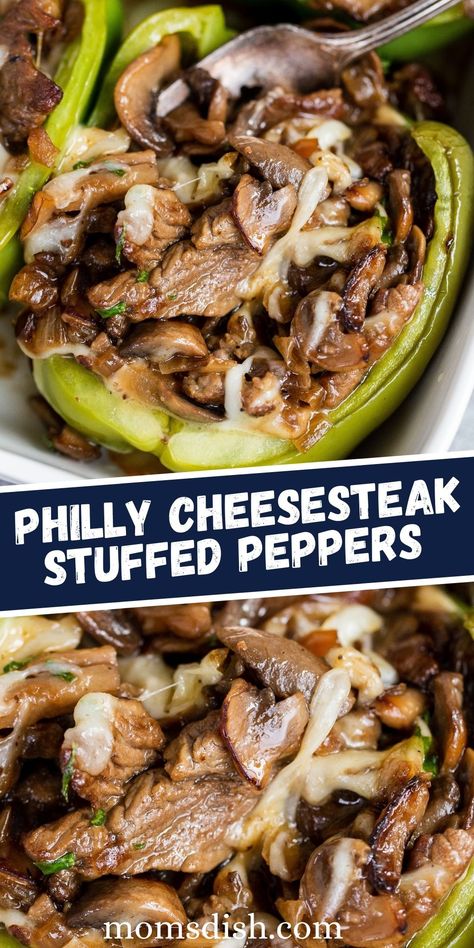 Cheese Steak Stuffed Peppers, Steak Stuffed Peppers, Philly Cheese Steak Stuffed Peppers, Cooking Stuffed Peppers, Philly Cheesesteak Stuffed Peppers, Cheesesteak Stuffed Peppers, Pepper Recipe, Chicken Fajita Recipe, Cheese Stuffed Peppers