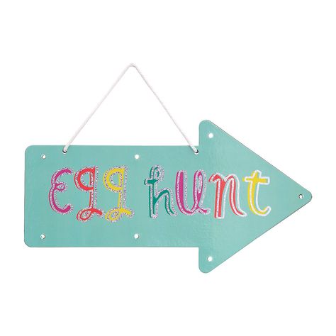 Light-Up Easter Egg Hunt Door Sign - OrientalTrading.com Fun Easter Decorations, Easter Home Decor, On Off Button, An Arrow, Wedding Party Supplies, Easter Decoration, Card Box Wedding, Lead The Way, Easter Fun