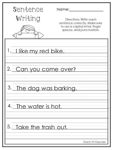 1st Grade Writing Worksheets, 1st Grade Reading Worksheets, Efl Teaching, Ela Worksheets, Language Arts Worksheets, Sentence Correction, Homeschool Writing, 1st Grade Writing, 2nd Grade Ela